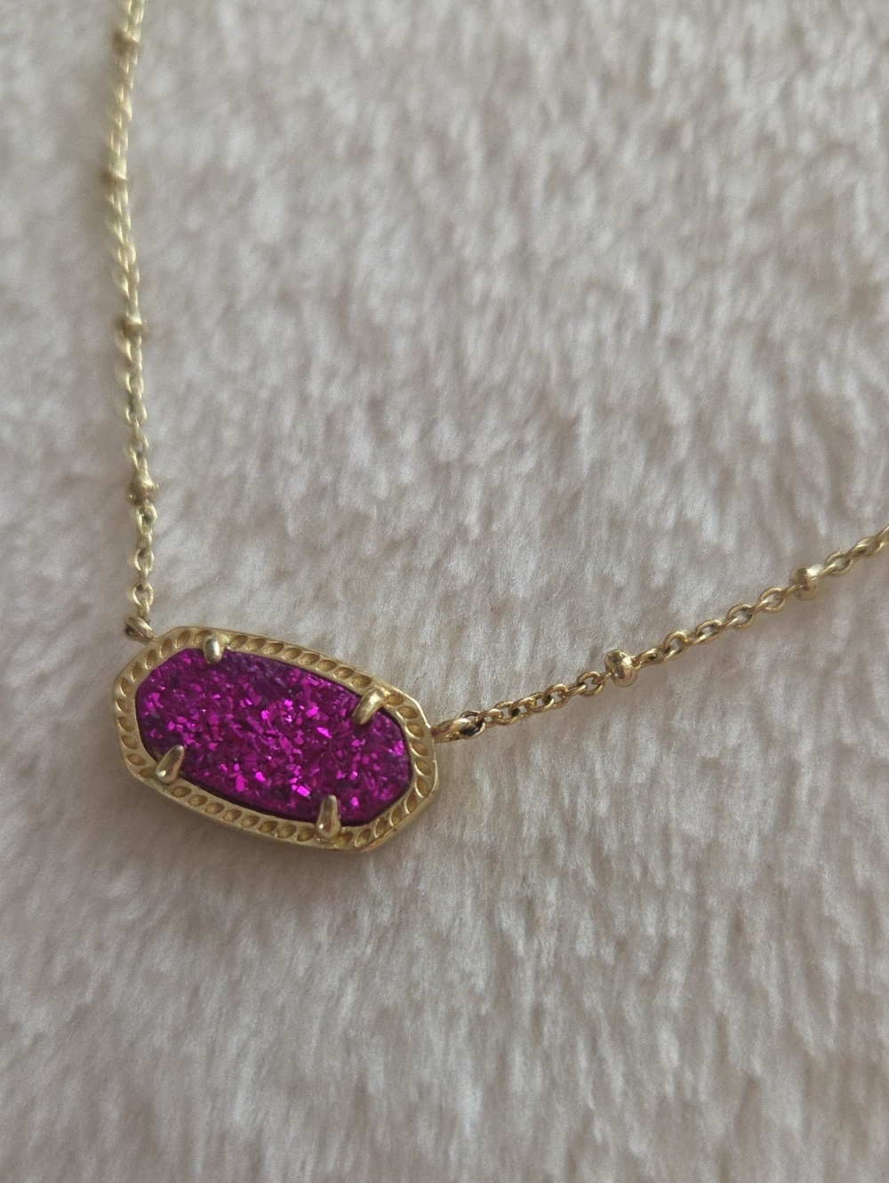 Kendra Scott Elisa Gold Satalite Purple Bright Pink Drusy necklace